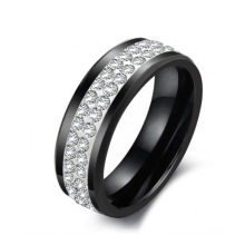 Bague en diamant, cadeau de Noël, bijoux en gros de mode noir bague en céramique pour les hommes, les femmes